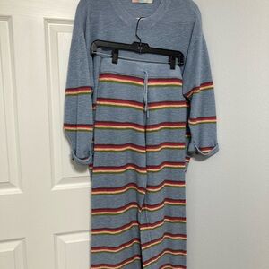 Free People Blue and Red Striped Pantsuit